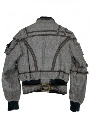 1990s Roberto Cavalli bondage cargo bomber jacket