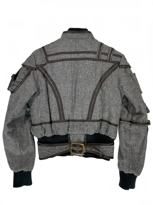 1990s Roberto Cavalli bondage cargo bomber jacket