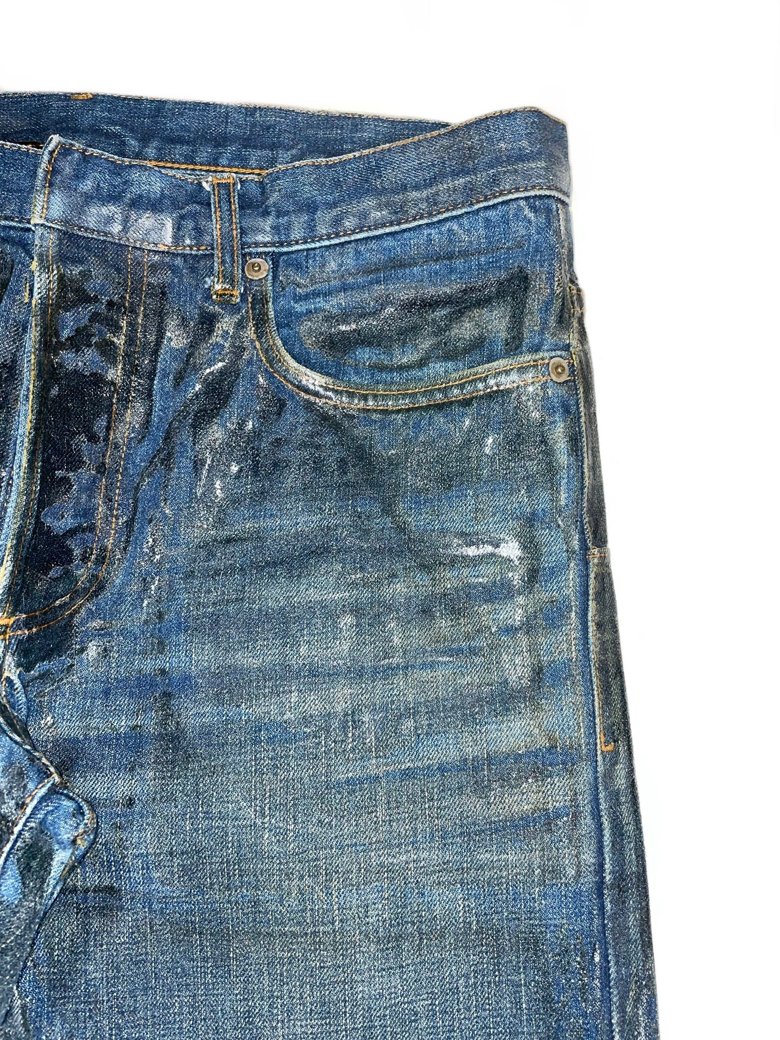 AW2007 Dior Homme waxed blue denim