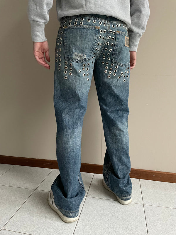 SS2006 Dolce & Gabbana eyelet studded jeans