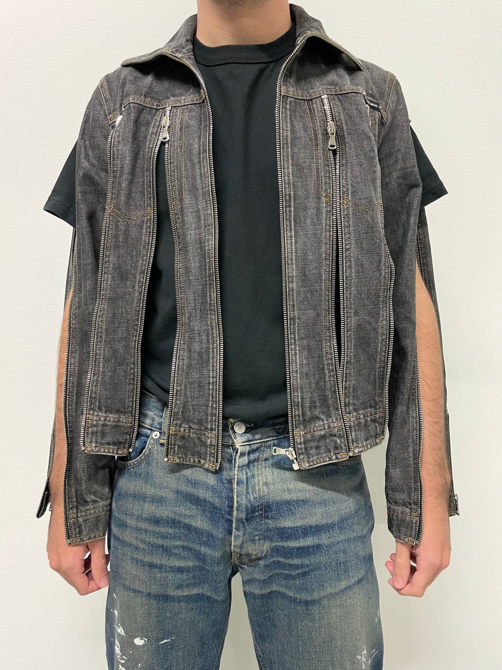 SS2003 Dolce & Gabbana zipper shredder denim jacket